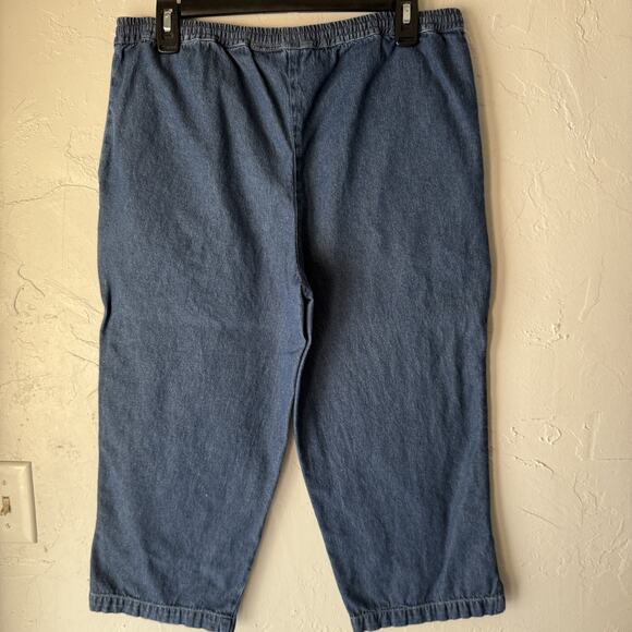 Jane Ashley Pants Vintage 90 small Embroidered Floral Capri Denim Cottage‎ - Picture 8 of 9